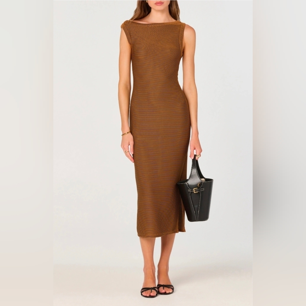 Astr Brown Midi Dress